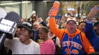 KNICKS fans go wild after they beat the 76's in game 2