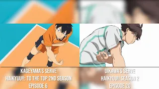 Kageyama's Serve vs Oikawa's Serve | Haikyuu!! Top The Top!! Season 2 vs  Haikyuu!! Season 2