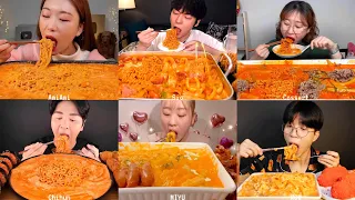 Compilation ‼️ Mukbang eating Noodles Rosé Tteokbokki ASMR Rice Cake Rabokki 🌹 Korean vs Japanese