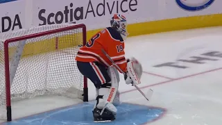 MIKE SMITH, MIKKO KOSKINEN, JOEY DACCORD and MATT MURRAY warm-up