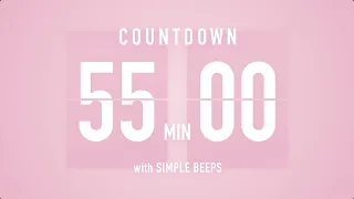 55 Min Countdown Flip Clock Timer / Simple Beeps 🌸🔔