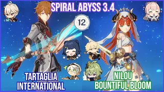 【GI】Tartaglia International x Nilou Bountiful Bloom - Spiral Abyss 3.4 Full Star Clear Gameplay