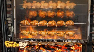 불맛 들어간다! 90분 동안 장작으로 굽는 참나무 누룽지 통닭 / Oak Tree Charcoal Grilled Chicken - Korean street food