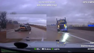 Dodge Charger Flees From Traffic Stop Hits 18 Wheeler Head On During High Speed Chase