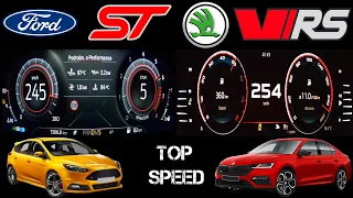 Ford Focus 2022 ST vs Skoda Octavia RS 2023 acceleration 0-250 + exhaust sound + top speed