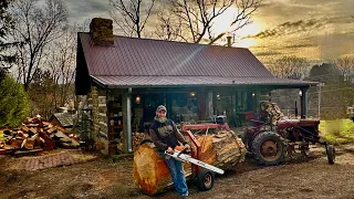 HUGE LOG, Farmall Cub, log arch, new saw, my back hurts