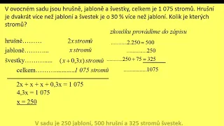 Slovní úlohy s procenty řešené lin  rovnicí