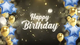 Birthday Background Loop - Happy Birthday Balloons - Gold & Blue  - Happy Birthday Animation