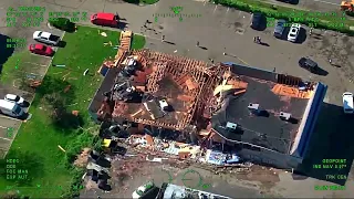 Aerial view tracks tornado destruction in Portage, MI