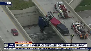 CRASH: 18-wheeler hanging over Texas overpass, another overturned