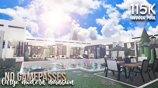 No Gamepasses Large Modern Mansion (+ Indoor Pool) | 115k | Roblox | Bloxburg speedbuild | mxsqru