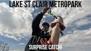 Lake St Clair Metropark SURPRISE CATCH While Bass Fishing