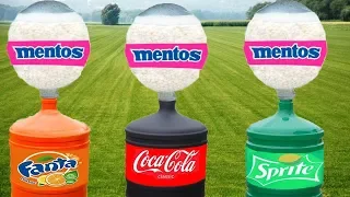 Experiment Coca Cola, Fanta, Sprite VS Huge Baloons with Mentos