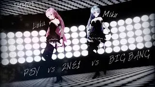 [MMD] [Miku Luka] PSY vs 2NE1 vs BIGBANG [720HD]