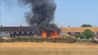 Fire in Rylands Lane, Weymouth, Dorset.