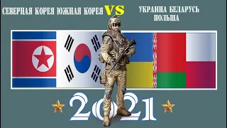 Корея  VS Украина Беларусь Польша 🇰🇵 Армия 2021 🚩 Сравнение военной мощи