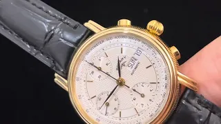 超平金表尋寶買少見少ROTARY 飛輪牌價錢飛落海18k YG 7750 chronograph