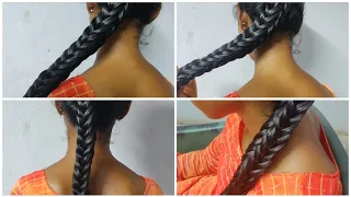 boxed fishtail braid::another type of 4D hair style::latest hair style for girls::circular 4పాయల జడ