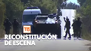 Con fuerte contingente realizan reconstitución de escena por el asesinato de 3 carabineros en Cañete