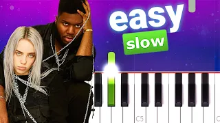 Billie Eilish, Khalid - lovely (100% SLOW EASY PIANO TUTORIAL)