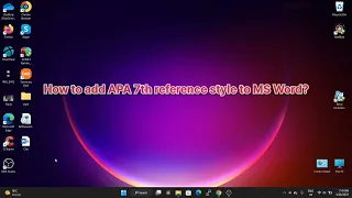 How to add APA 7th reference style to MS Word?