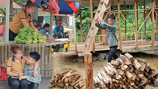 Linh picks green vegetables to sell - The guy works hard to help Linh do housework