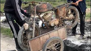 Restoration Abandoned Old Soviet Motorcycle MINSK // Fully Restore MINSK Motorcycle Engine