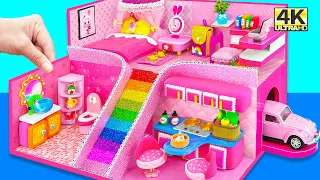 How To Make Amazing Pink Mansion has Rainbow Slide & Garage by Polymer Clay ❤️ DIY Miniature House