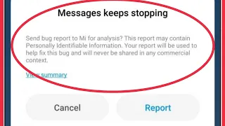 How To Fix Messages keeps stopping | Send bug report to Mi for analysis? This Problem Solve Android