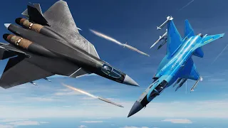 Realistic Airplane Fights #2 - Su-57 Vs F-22A Vs MiG-31 Vs Su-33 - DCS World