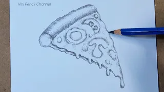 How to Draw a Pizza Slice step by step | Pencil drawing