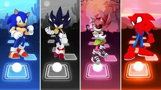 Muscular Sonic 🆚 Spiderman Sonic 🆚 Amy Exe Sonic 🆚 Dark Sonic | Sonic Tiles Hop Gameplay