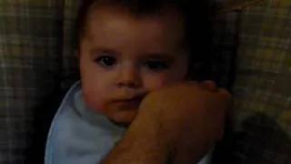 Oliver eating his sweet potatoes with corn :)