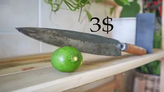 Sharpen a 3$ 2nd hands Korean Knife with 3$ wet stone