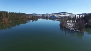 Stumpy Meadows Lake, aerial view, El Dorado County, CA - HD drone video