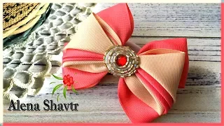 Многослойный бант из репсовой ленты🎀МК🎀Laço de fita🎀Ribbon bow