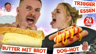 24h Trigger Essen Challenge | Frau vs. Mann | Wer ausrastet verliert 😤