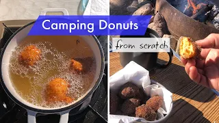 Camping donuts, from scratch - no canned biscuits required! An easy, make-ahead recipe for doughnuts