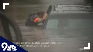 RAW: Crews go door-to-door by boat to save people from Houston flooding