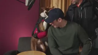 Behind the scene of Chris Evans narrating "Superpower Dogs"