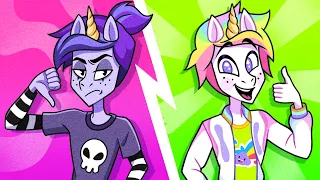 Dark Unicorn VS Rainbow Unicorn || Color Challenge By Teen-Z Boo!