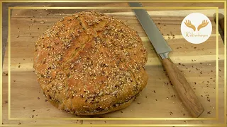 Saatenbrot mit Vollkorn in 2 Stunden! Brot ohne kneten im Topf