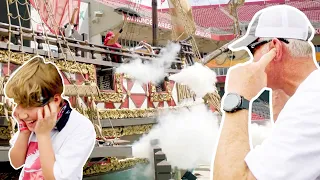 Brett Favre Hangs Out on the Buccaneers Ship & Fires the Cannon!