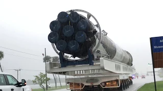 SpaceX booster B1031.2 being transported from Port Canaveral to CCAFS