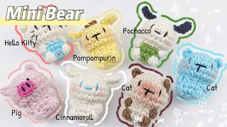 How to crochet MINI BEAR | Crochet HELLO KITTY | POMPOMPURIN | POCHACCO | CINNAMOROLL | Lem'n Do