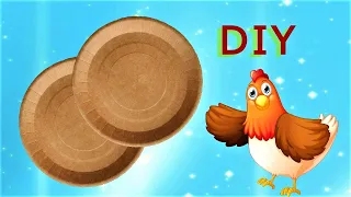 DIY a hen. Пасхальная курочка в гнезде из бумажной тарелки. Easter crafts.