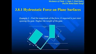 Mechanics of Fluids Topic 3 Part 9 - Fluid Statics - Hydrostatic Force on Plane Surface