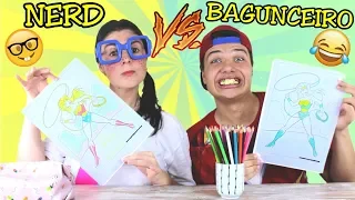 DESAFIO COLORINDO COM 3 CORES na Escola (3MARKER CHALLENGE) NERD VS BAGUNCEIRO