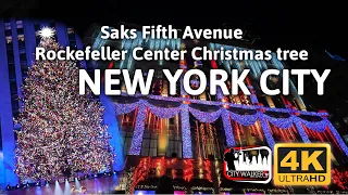 NYC New York Christmas Walking tour – Saks 5th Avenue to Rockefeller Center Christmas Tree 🎅🎄