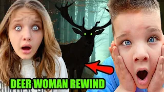 DEER LADY REWIND! DEER LADY in OUR HOUSE, SCARY DEER WOMAN MOVIE with AUBREY and CALEB!